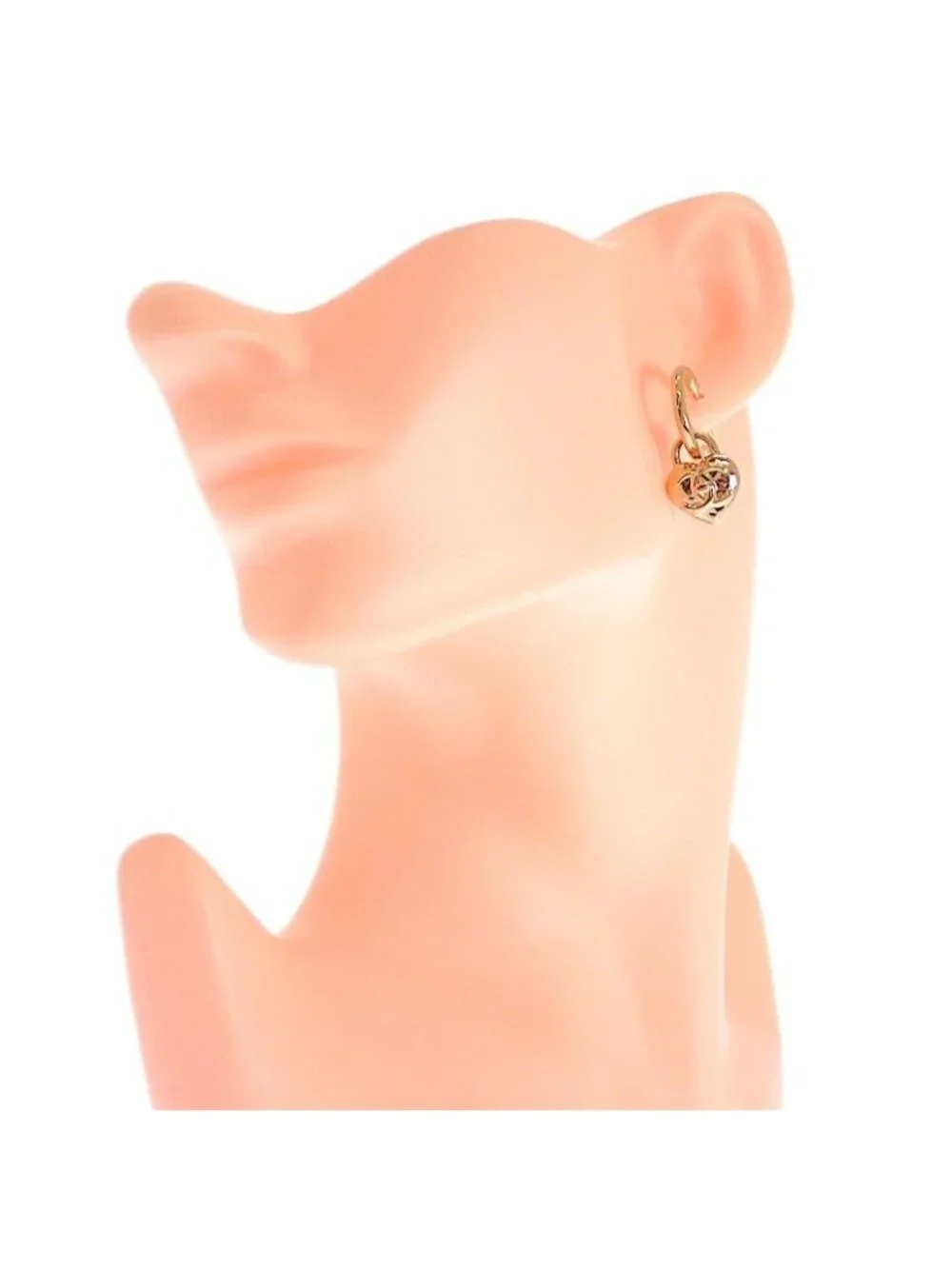 Chanel CC Logo Heart Hoop Earrings Included Metal Gold